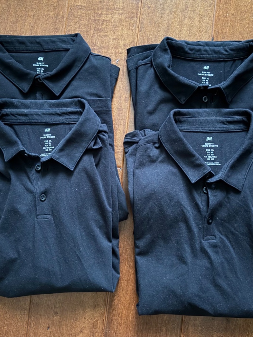 4x H&M Slim-Fit Polo Shirt XL Black